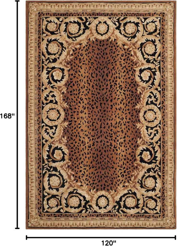 Naples Area Rug - 10' x 14', Black & Gold, Handmade Traditional Wool