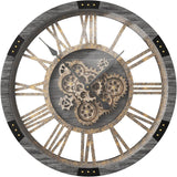 36" Extra Large Wall Clock with Moving Gears, Oversized Giant Industrial Steampunk Rustic Clocks for Wall Decor Living Room Home Office,...