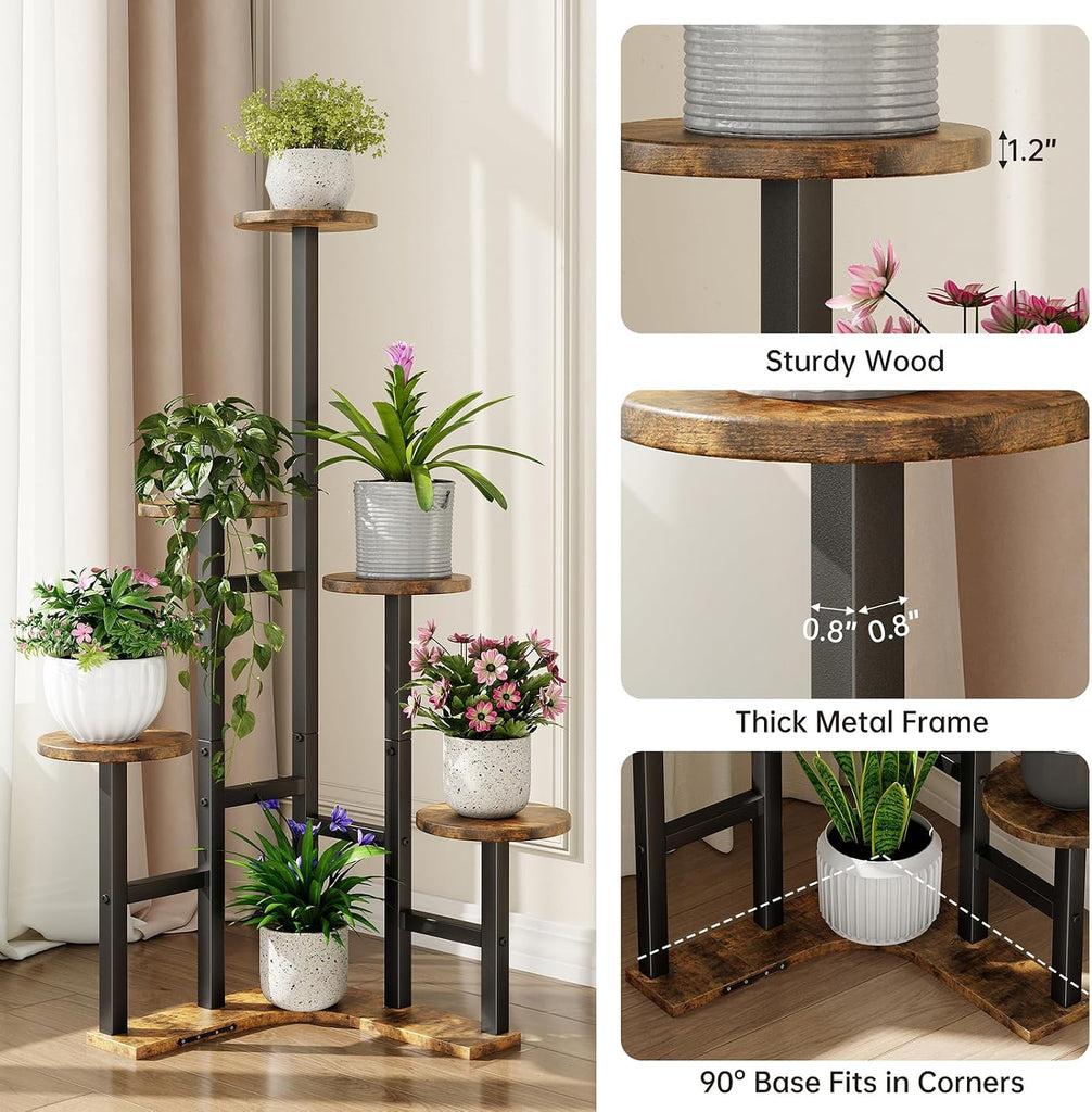 Corner Plant Stand Indoor, 6 Tiered Corner Plant Shelf Flower Stand for Multiple Plants, Plant Shelves Organizer Rack
