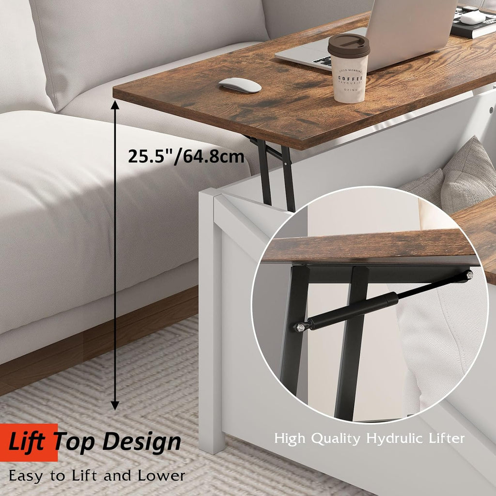 Lift Top Coffee Table with Storage, 31.5" Farmhouse Coffee Table