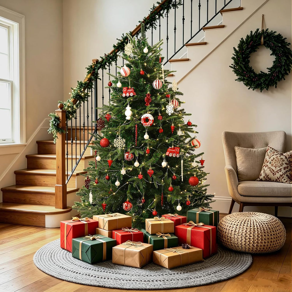 Christmas Balls Ornaments Set, Shatterproof Plastic Decor - Set of 82