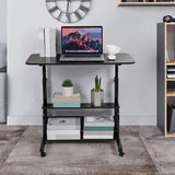 Adjustable Height Mobile Computer Desk for Small Space Rolling Writing with Wheels Corner Home Office Study Portable