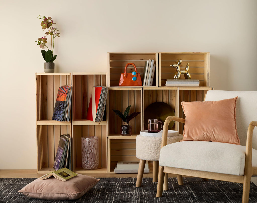 Large Wooden Crates by - Unfinished Wood Crate for Storage, Decorative Display, Arts & Crafts, Made of 100% Wood