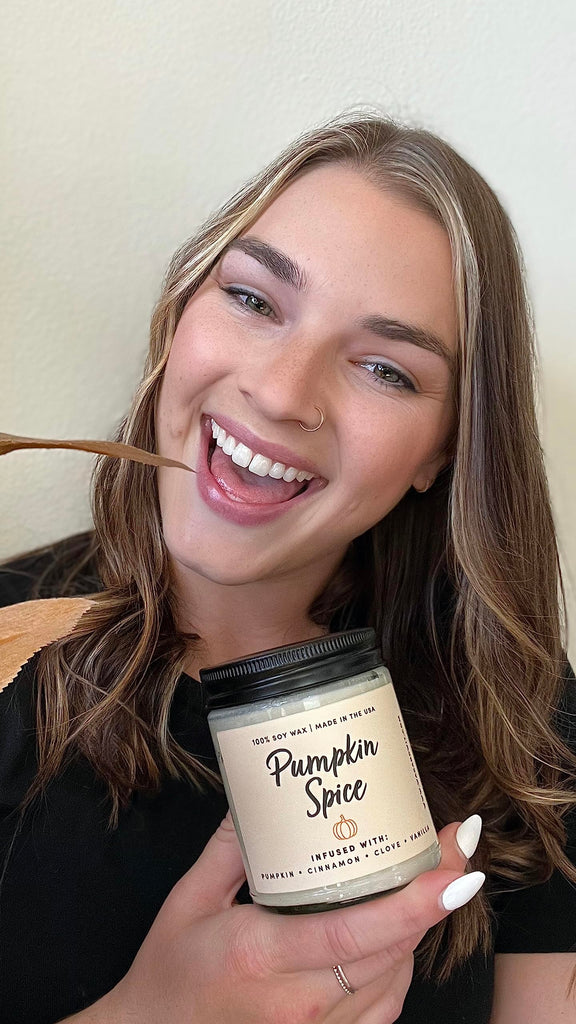 Pumpkin Spice Fall Candles, 9 oz Scented Soy Jar