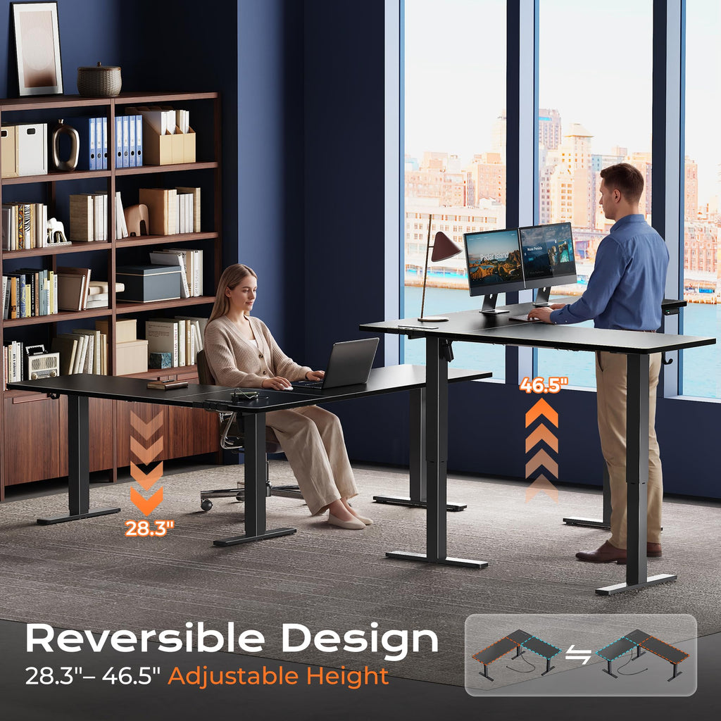 75 x 63 Inch L Shaped Standing Desk with Power Outlets