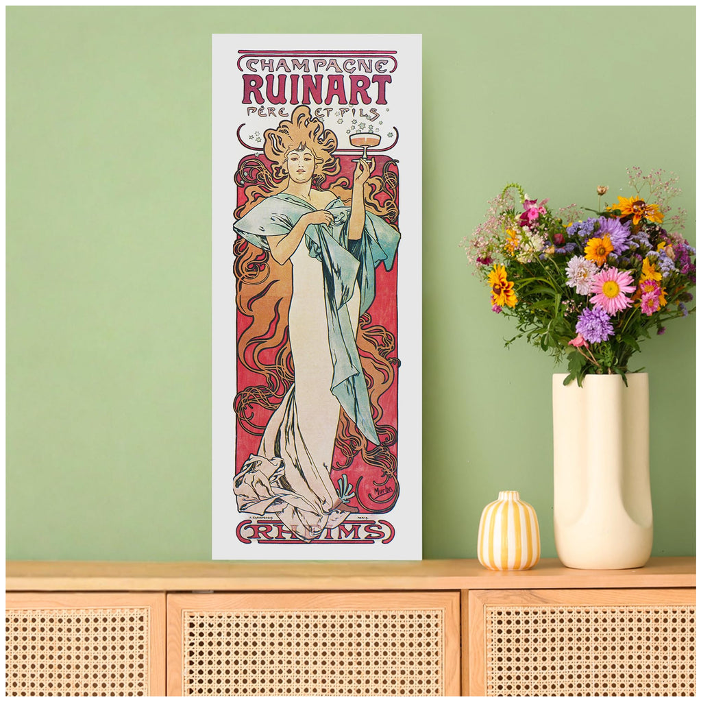 Champagne Ruinart (1896) by Alphonse Mucha wall art Decorations Giclee Print On Canvas 30x12inch