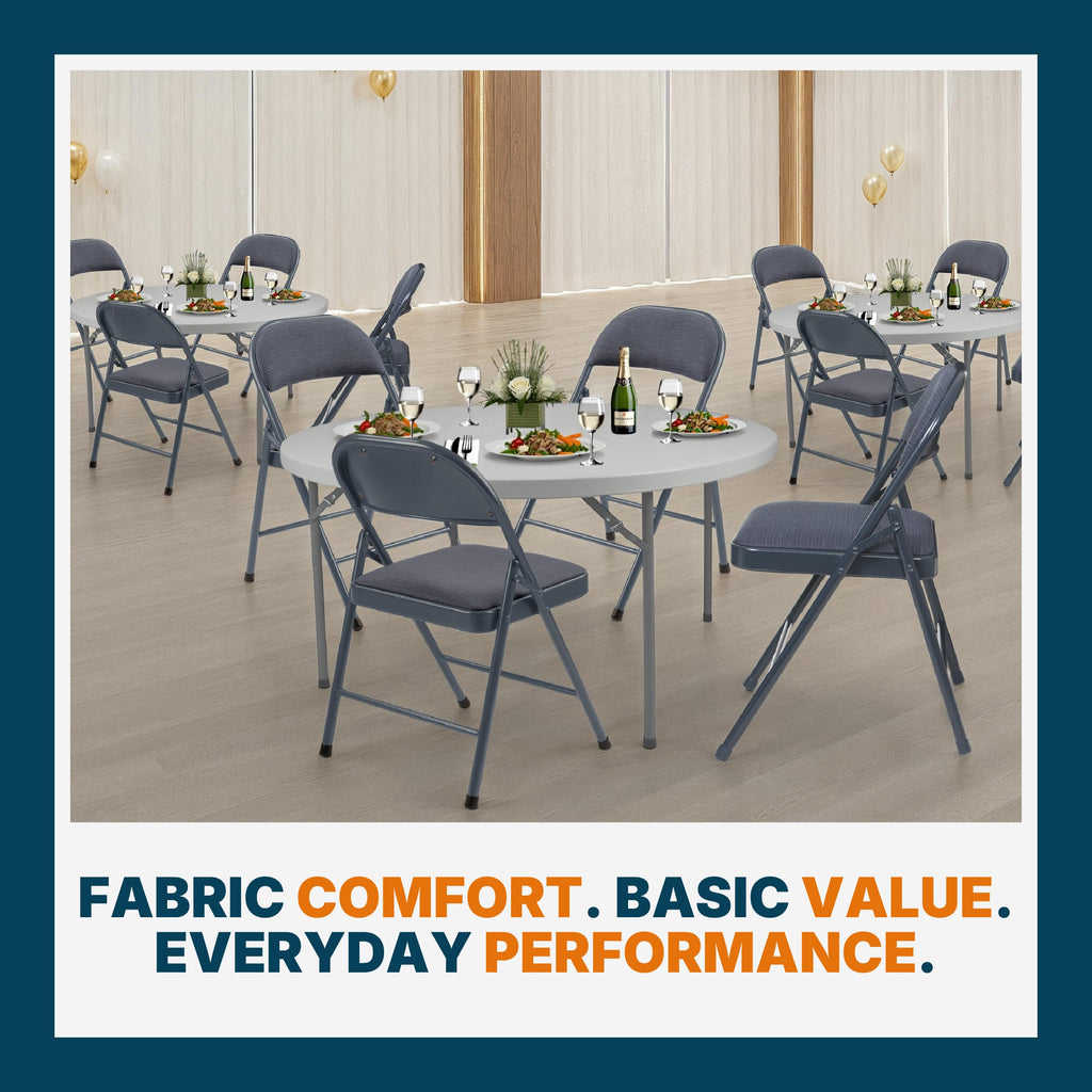 Series Premium Fabric Padded All Steel Folding Chairs, Comfort Cushioned Seat & Back for Meeting Office