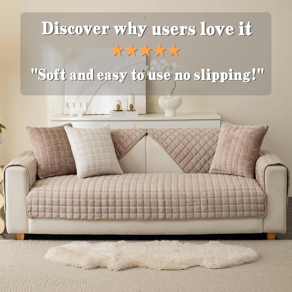 Velvet Washable Couch Cover, Nonslip Sofa Cover for Dogs.
