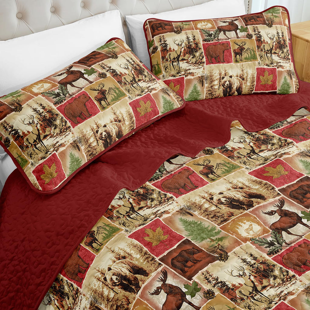 Christmas Quilts King Size, Rustic Patchwork Bedding Set