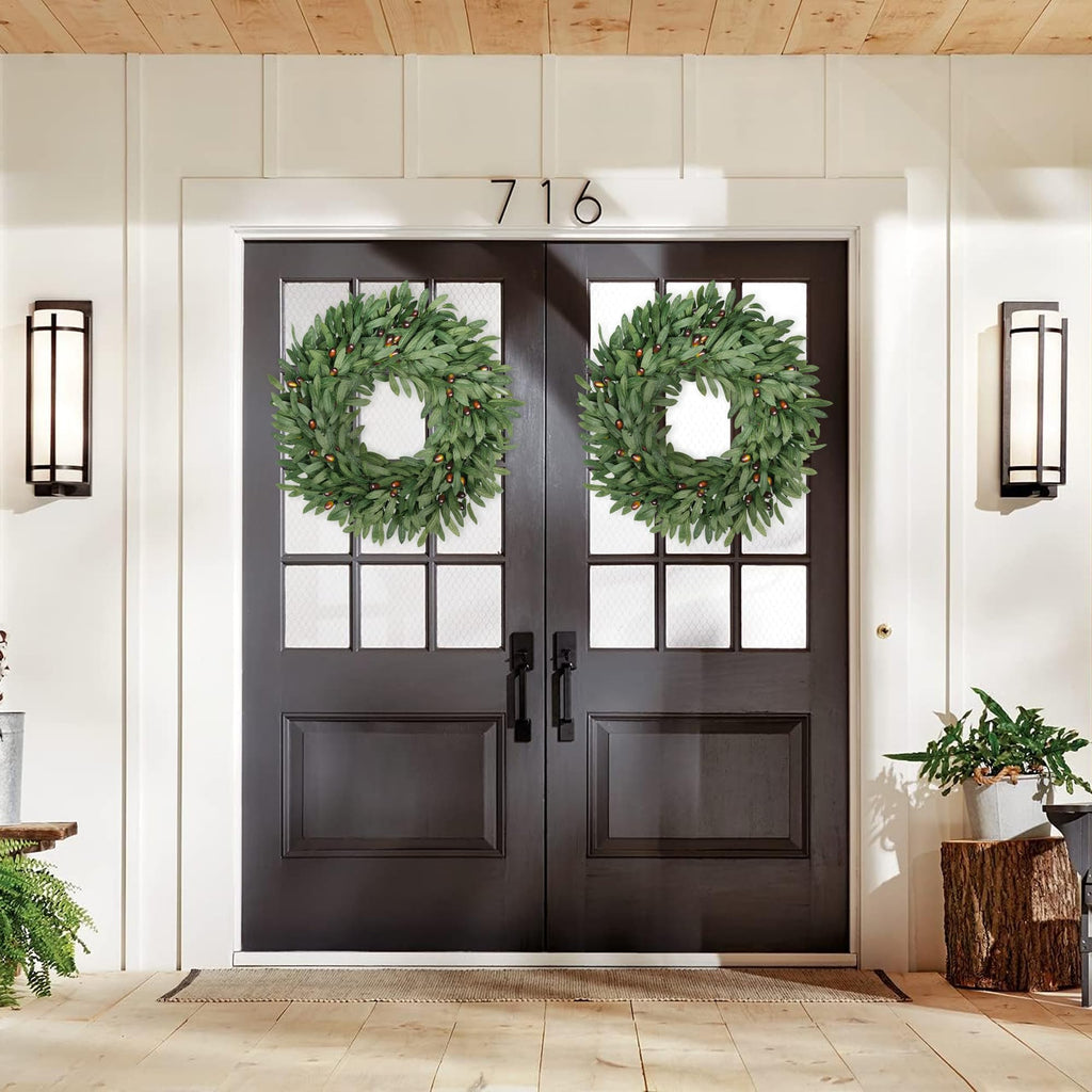 22 Inch Eucalyptus Olive Wreaths for Front Door with Olives