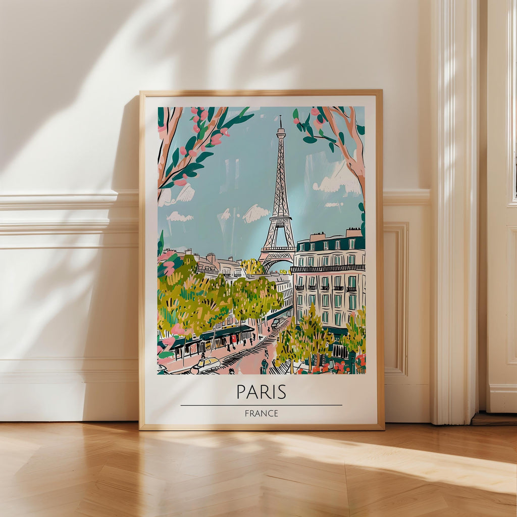Paris Travel Poster, Premium Giclee Fine Prints - Modern Watercolor Aesthetic Wall Decoration, Eclectic Trendy Boho