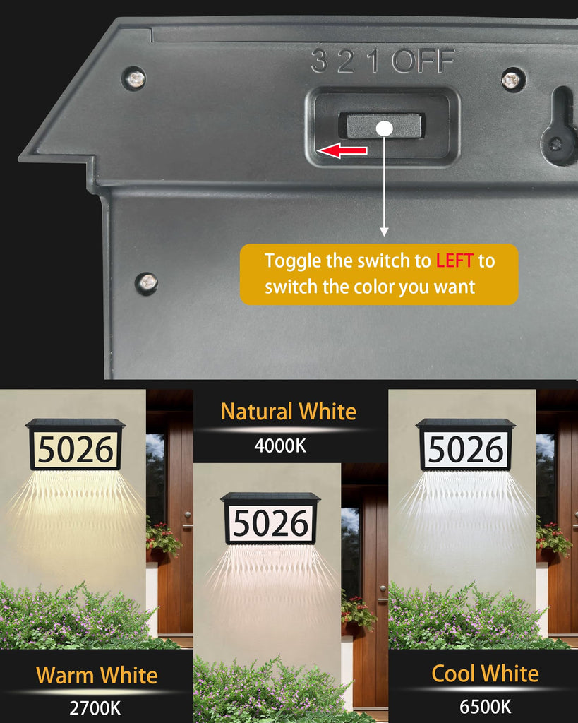 Solar House Numbers for Outside, Waterproof Illuminated House Number Plaque, Solar Led Address Sign for Yard, Home