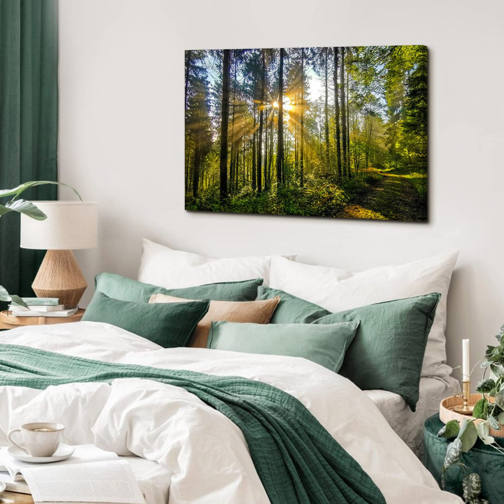 Sunrise Forest Wall Art Nature Mountain Wall Decor 24x36"