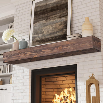 Handcrafted Wood Mantles for Over Fireplace - Wall Mounted Shelf - Floating for Living Room Decor - 72 Inch - Natural