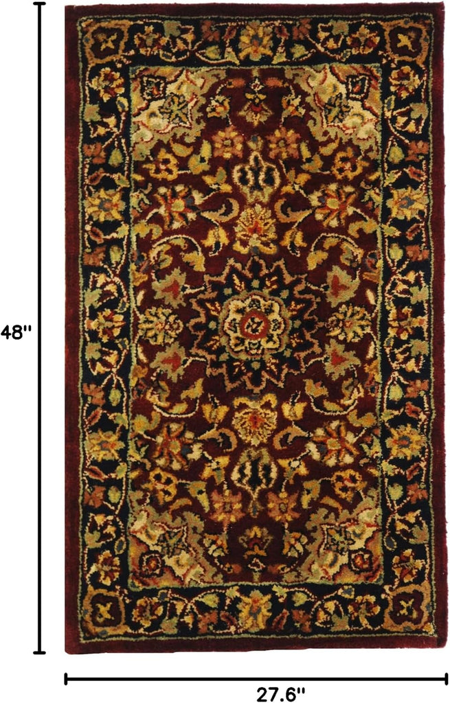 Classic 9' x 12' Burgundy / Navy Handmade Traditional Oriental Premium Wool Area Rug