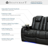 Anthem Home Theater Seating - Italian Leather - Power Recline Sofa - Fold-Down Table - Powered Headrests - Arm Storage