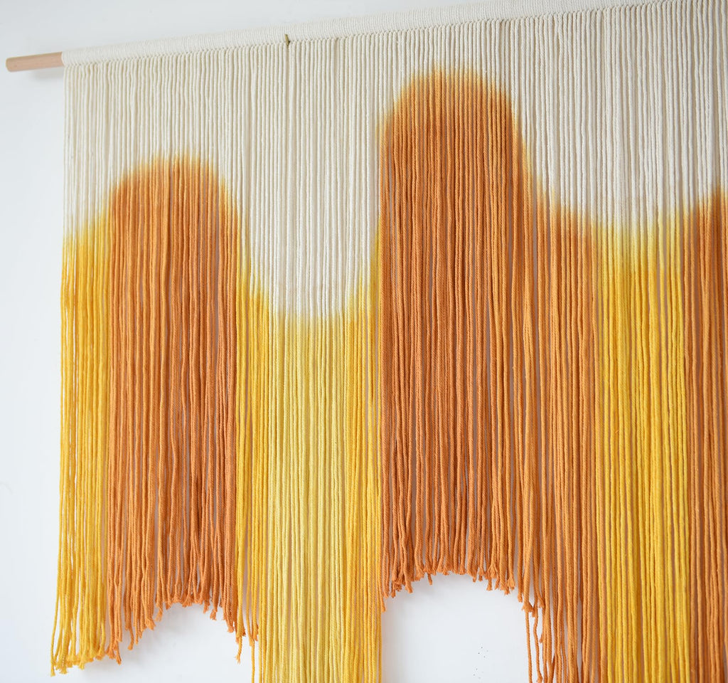 Macrame Wall Hanging Yellow Dip-Dyed Large Boho Macrame Wall Decor 59" Wx37 L
