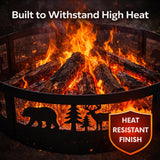 Fire Chief 36 Inch Fire Pit Ring – Heavy Duty Wood Burning Fire Ring Insert with Decorative Wildlife Design – Outdoor Steel Campfire Bonfire Pit - Image 6