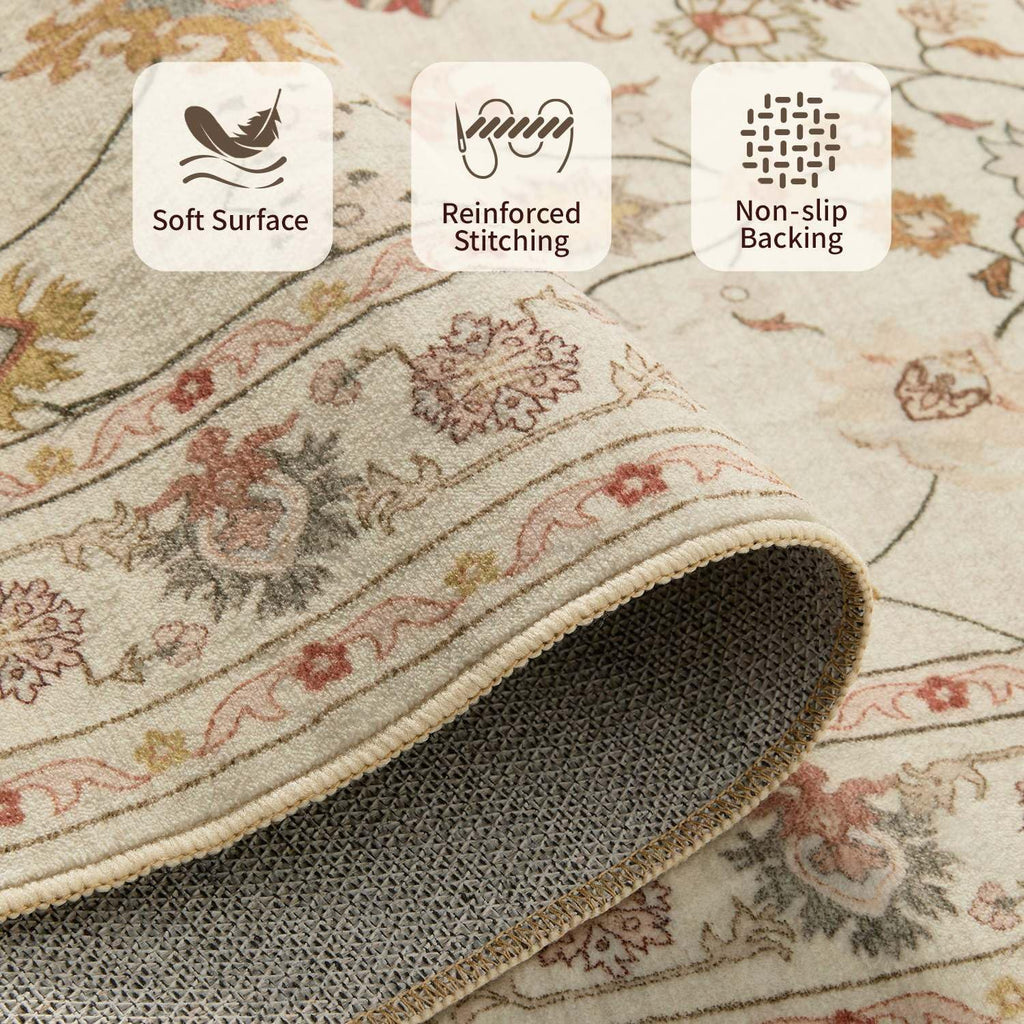 2x6 Beige Floral Runner Rug s Kitchen