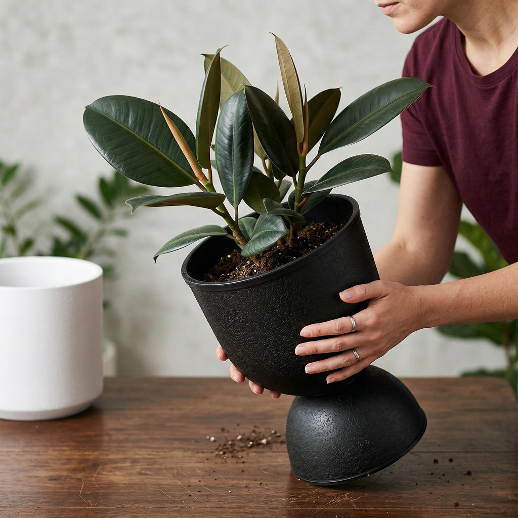 15 Inch Tall Planters, Black Plastic Urn Planters, 2 Pack
