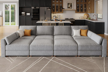 Oversized Modular Sectional Sleeper Sofa Bed Cloud Couches Gray