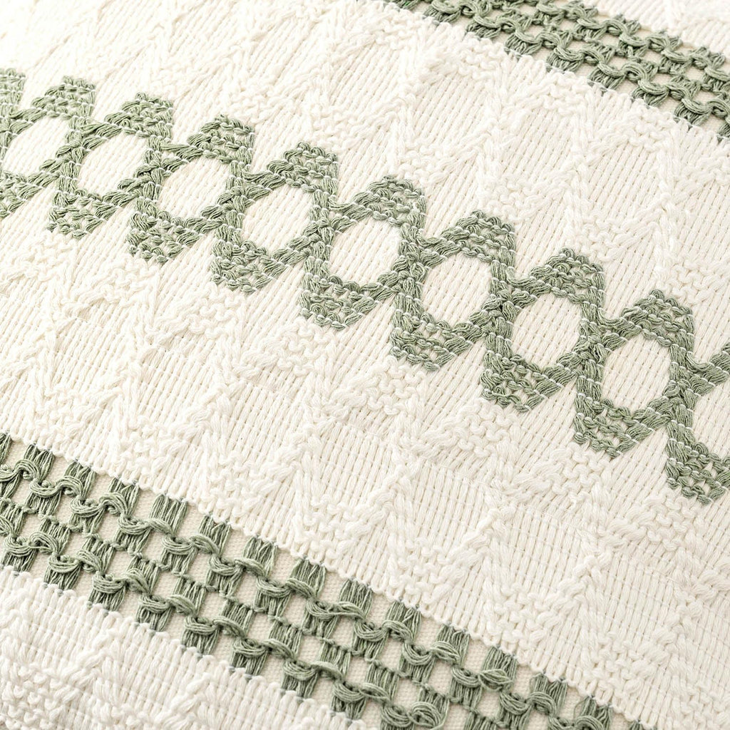 Set of 2 Sage Green Boho Decorative Pillow Covers 18x18 Inch Farmhouse Rustic Couch Throw Pillows Modern Summer