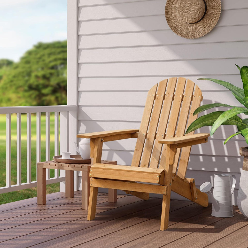 Folding Adirondack Chair Set of 2 Fire Pit,Honey Brown | Weather-resistant outdoor seating with a classic slatted