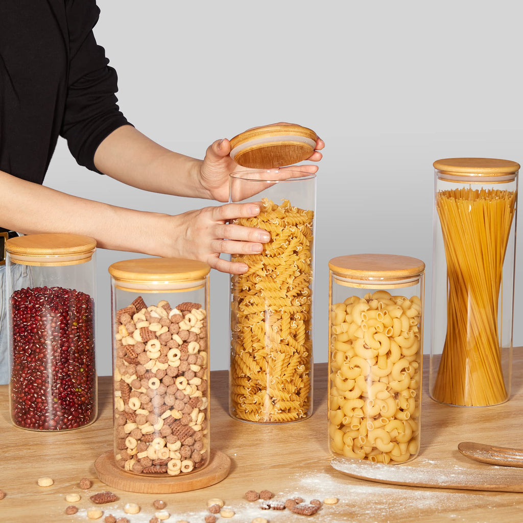 70oz Glass Food Storage Jars with Airtight Bamboo Lids, 3 Pack