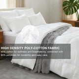 Luxury Goose Feather Down Fiber Comforter Queen, 300TC White Cotton Blended Duvet Insert