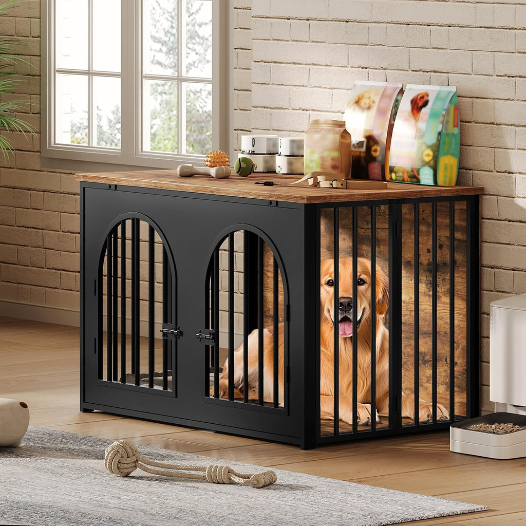 Dog Crate Furniture Foldable, Assembly-Free Dog Kennel