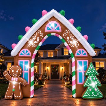 10FT Christmas Inflatable Giant Archway Gingerbread House Outdoor Decor