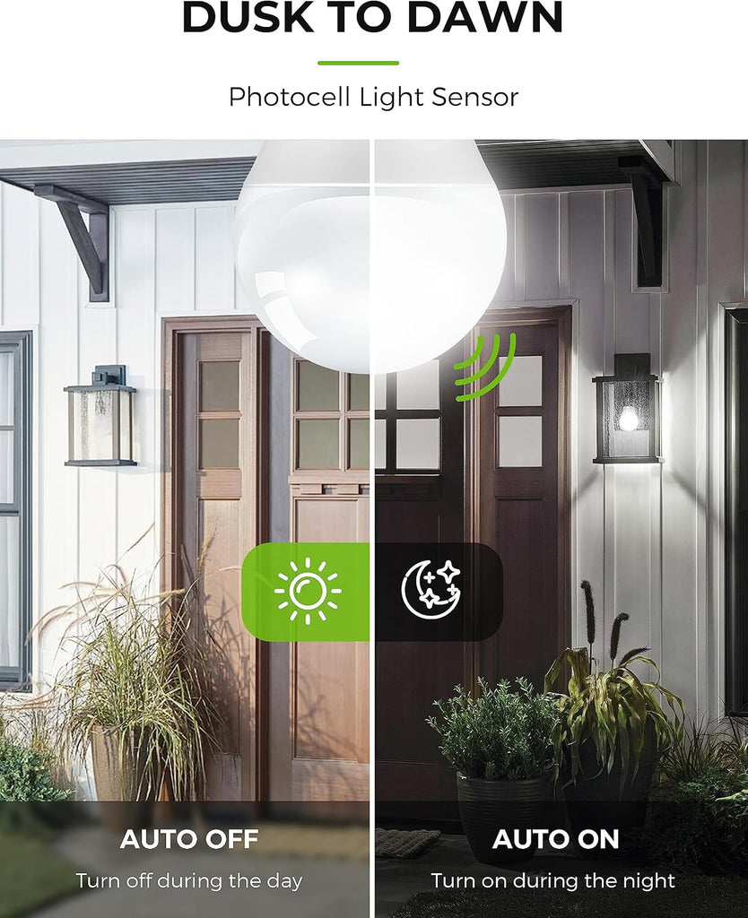 Bright White LED Light Bulb, 5000K Daylight White, Garage Light Bulbs, E26 Porch Light Bulb, 4 Pack