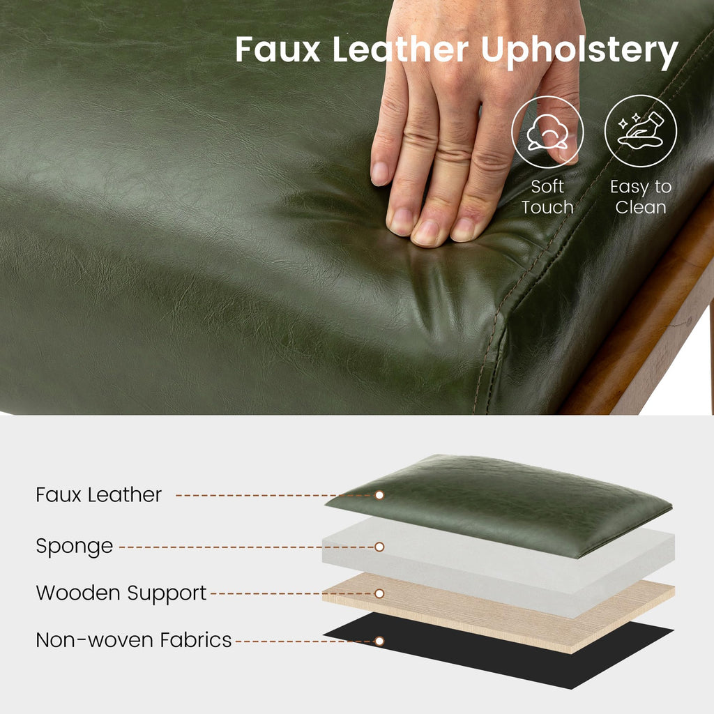 Foot Stool Ottoman, Modern Leatherette Sofa Stool Vanity Chair with Rubber Wood Frame, Footrest Ottoman Bench