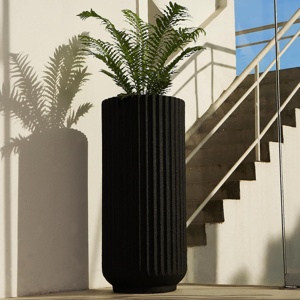 31.5 Inch Tall Roman Column Concrete Planter(14.2Dx31.5H,36 Pounds),Durable All-Weather Use with Drainage Holes,Large