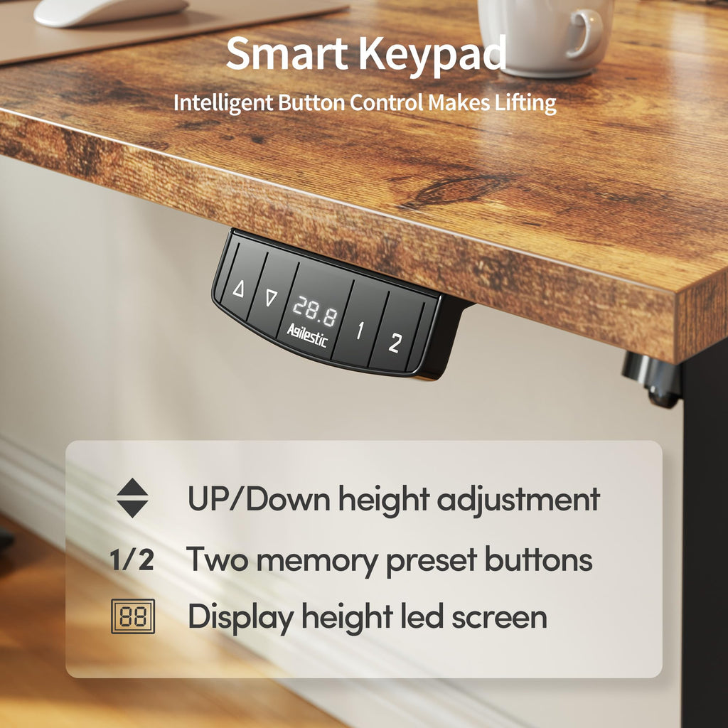 48*24 Inch Height Adjustable Electric Standing Desk, Rustic Brown