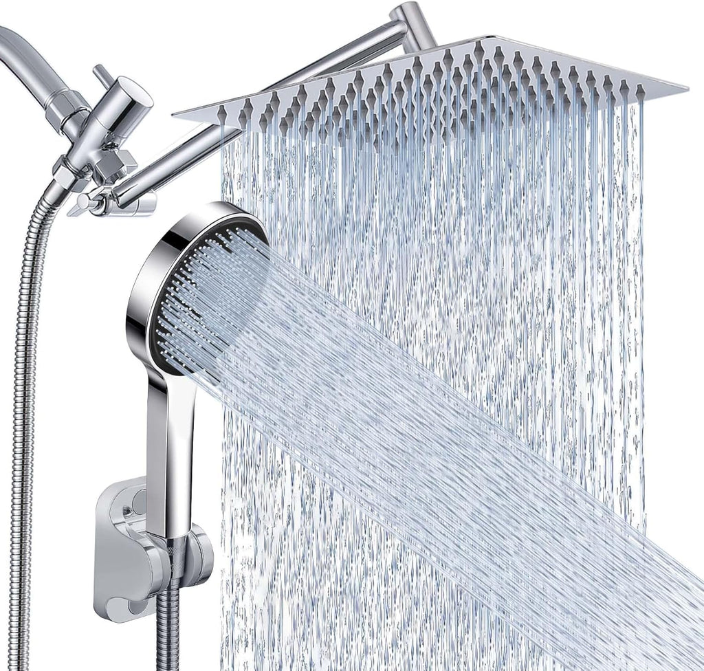 Shower Head, Rain Shower Head with Handheld Spray Combo, 10 Inch Adjustable High Pressure Rainfall Shower Head