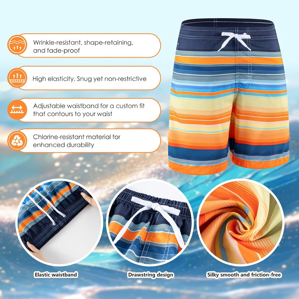 Boys Swim Trunks 3 Pack Quick Dry UPF 50+ Bathing Suit