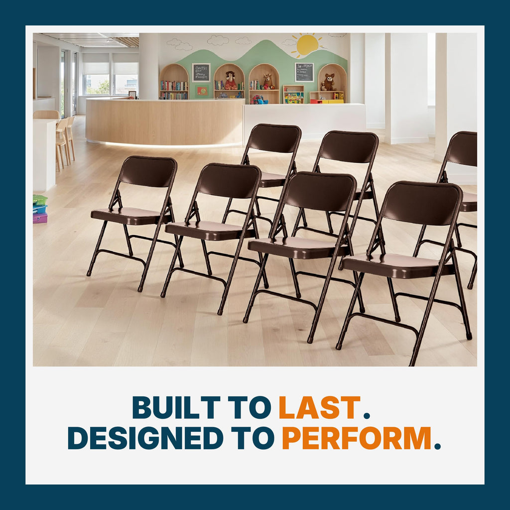 Series All-Steel Commercial-Grade Folding Chair (Brown, 4-Pack)