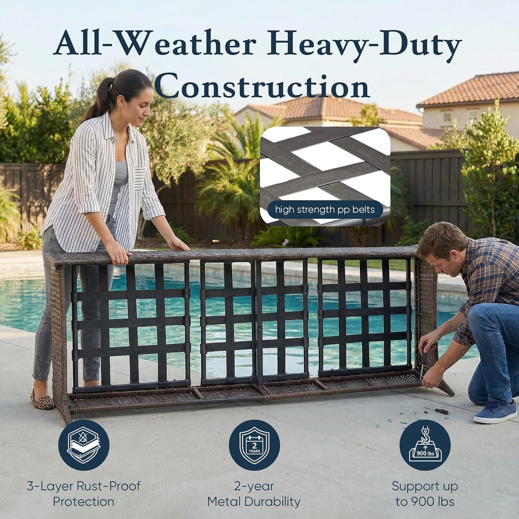 Luxury 6" Thick Cushioned PE Wicker 3-Seater Outdoor Couch, All-Weather Comfortable Modern Patio Sofa, High Back Deep