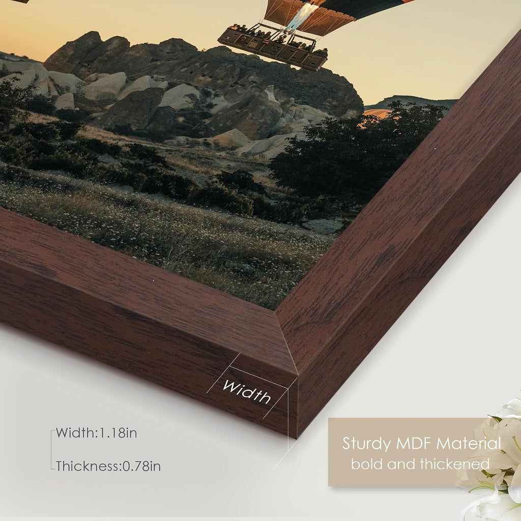 24x36 Poster Frame Walnut Woodgrain, with Plexiglass and Wall Mount | Poster Frames 24 x 36 inches or 24x36 Picture