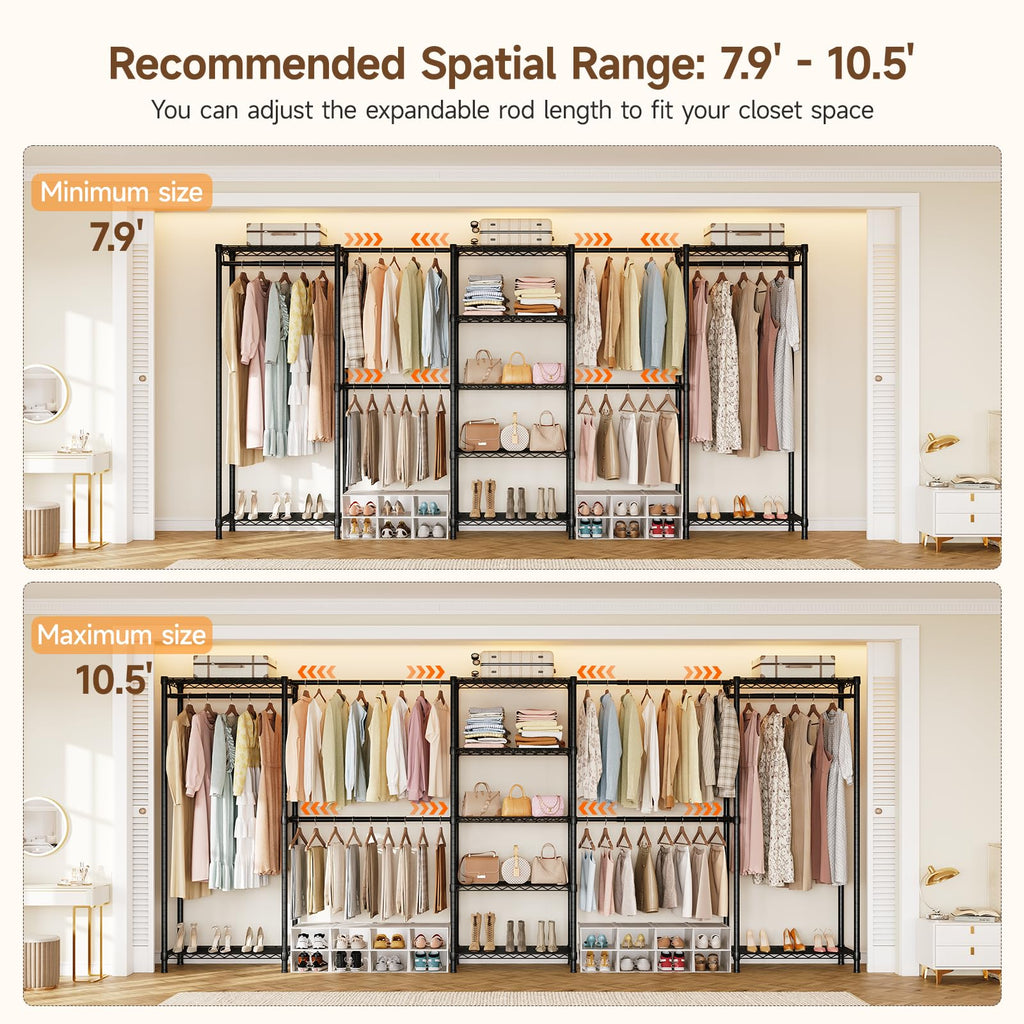 E5 Expandable Heavy Duty Large Freestanding Closet Organizer System
