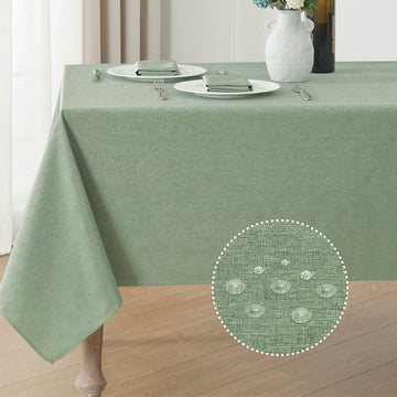 Rectangle Tablecloth Linen Textured Waterproof & Stain Resistant Table Cloth Wrinkle Free Decorative Fabric Farmhouse