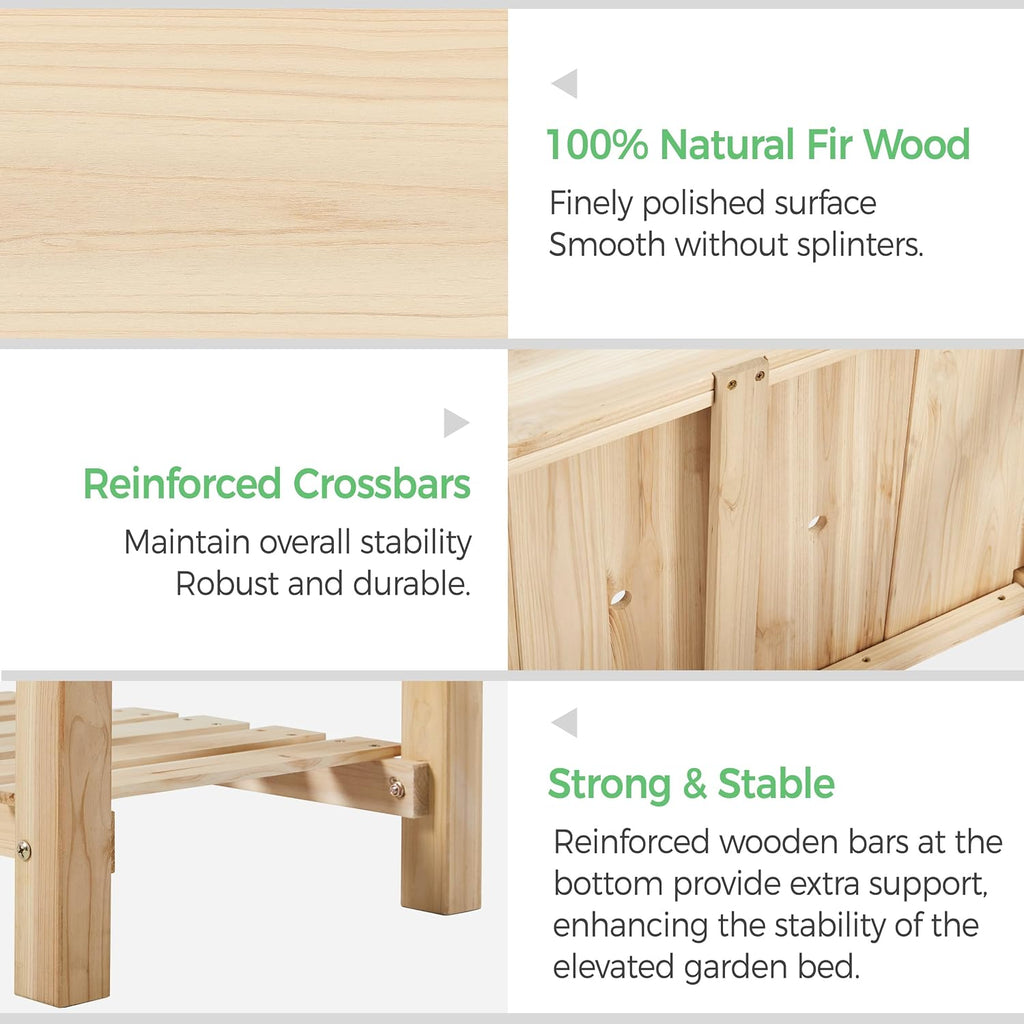 34" Raised Garden Bed with Legs, Wooden Planter Box, 1Pcs | Elevated wooden planter with sturdy fir wood frame &