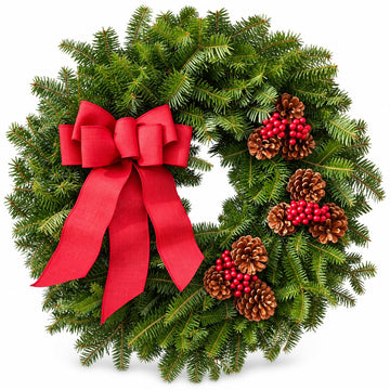 Fresh Christmas Wreath for Front Door 22" - Real Balsam | Live Holiday Evergreens Lasts All Winter Outdoor | Arrives
