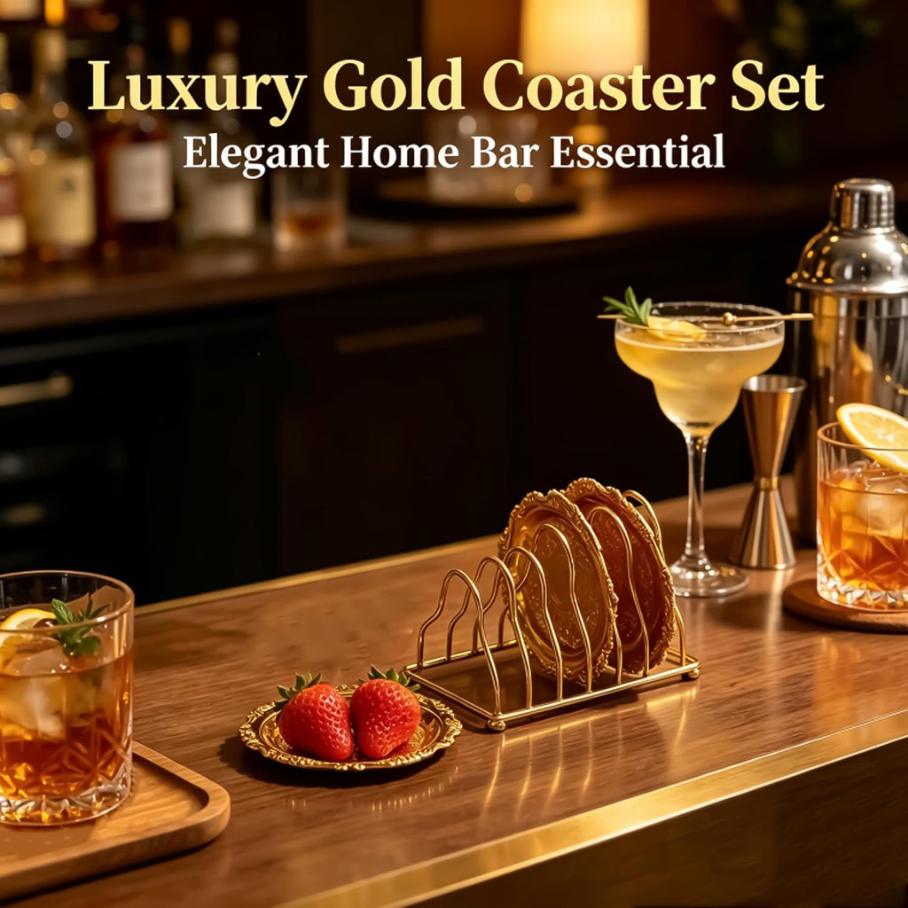Luxury Gold Coasters Set, 6-Piece - Set of 6