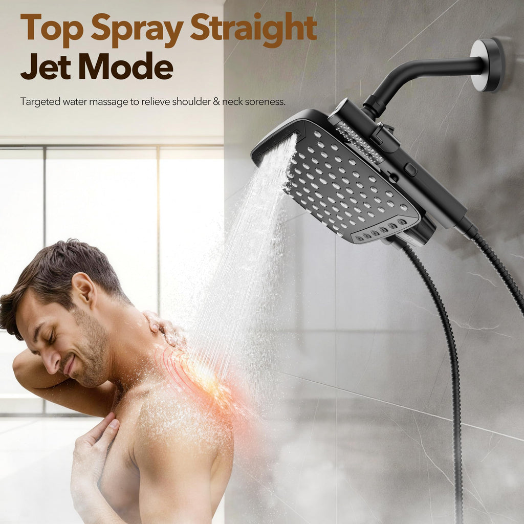 High Pressure Rain Shower Head with Handheld Spray Matte Black