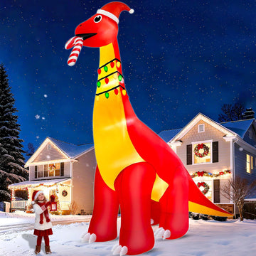 16Ft x15FT Ht Giant Christmas Inflatables Dinosaur Blow Up Yard Decorations