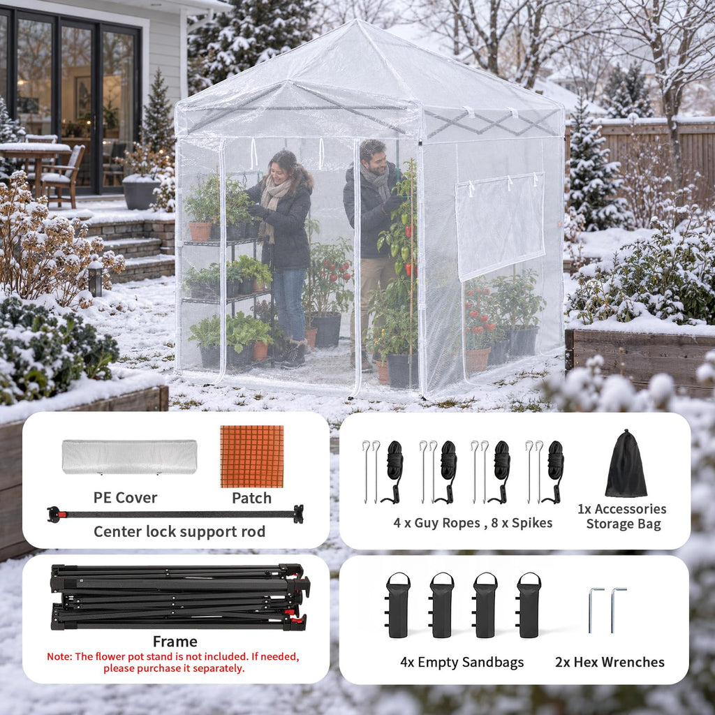 Walk-in 8x6 Pop Up Portable Greenhouse, White