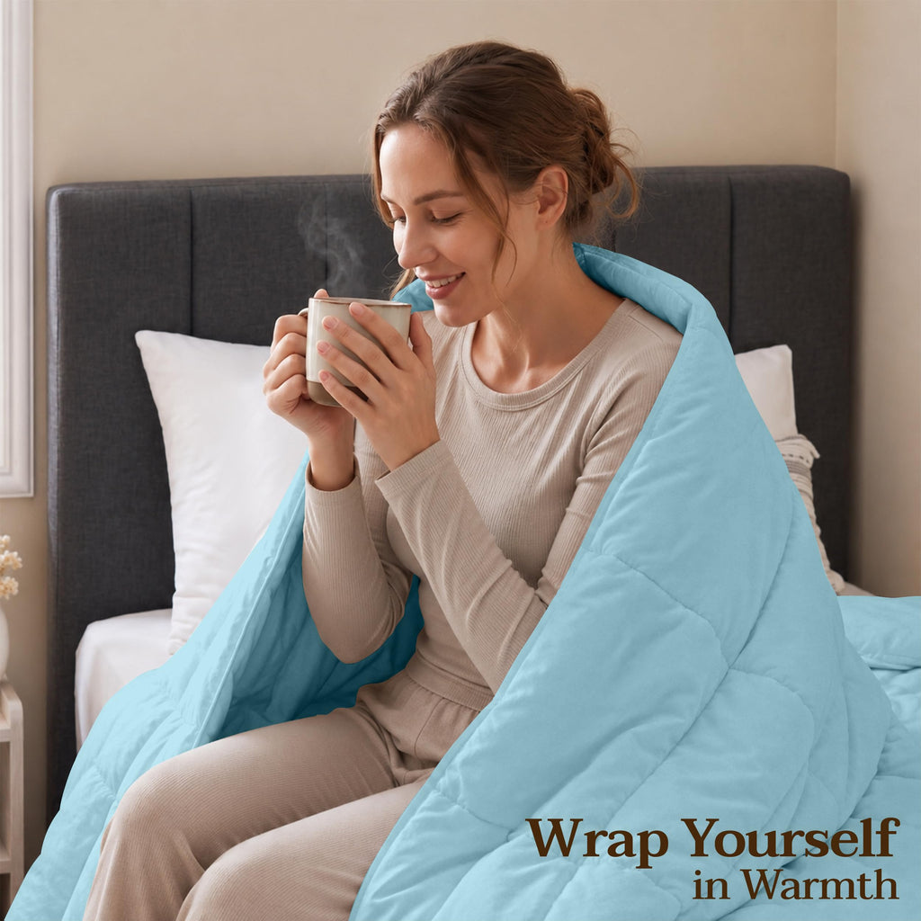 Twin Comforter, Duvet Insert, Aqua, 64 x 88 Inches