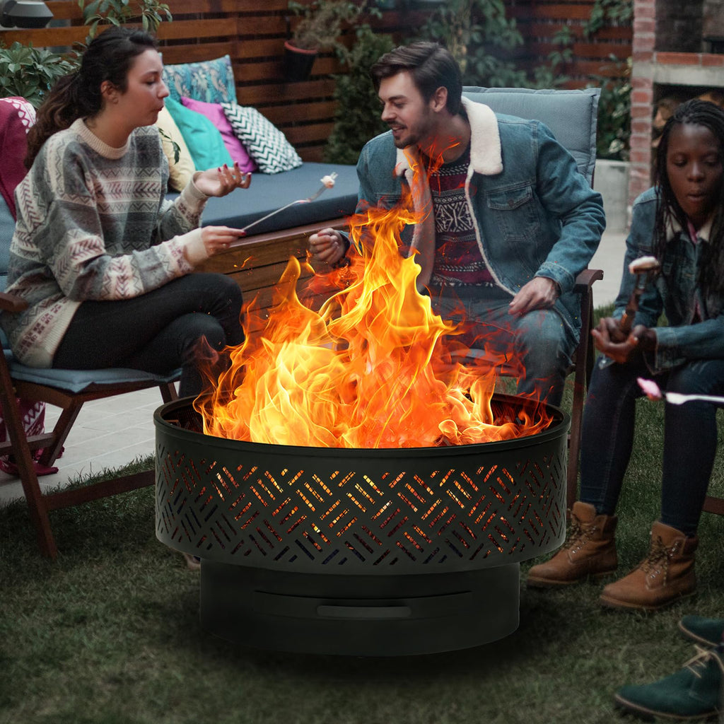 32 Inch Wood Burning Fire Pits with Grill & Lid